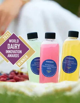 Refreshing fermented protein drink